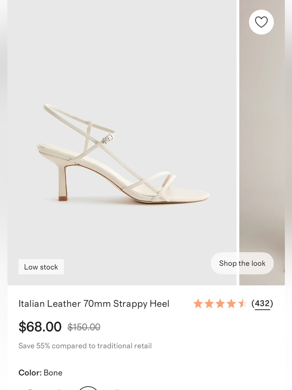 Quince Bone Strappy Mid-Heel Sandal